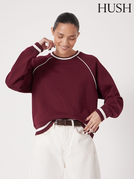 Hush Red Striped Rib Raglan Sweatshirt (V20420) | £70