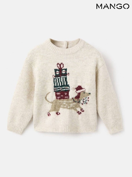 Mango Brown Christmas Embroidered Jumper (V20464) | £23
