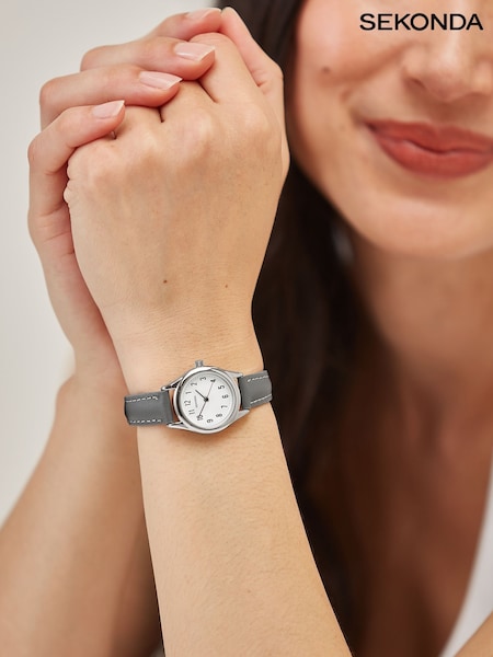 Sekonda Evans 25mm Womens Round Analogue Watch with Grey Strap (V20504) | £30