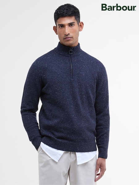 Barbour® Blue Essential Tisbury Half Zip Jumper (V20507) | £100