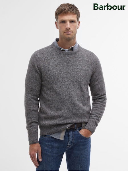 Barbour® Grey Essential Tisbury Crew Neck Fog Jumper (V20509) | £90