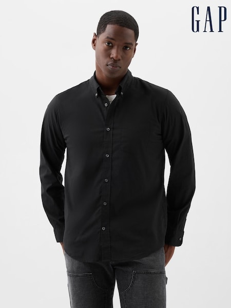 Black - Regular Gap Stretch Poplin Shirt In Standard Fit
