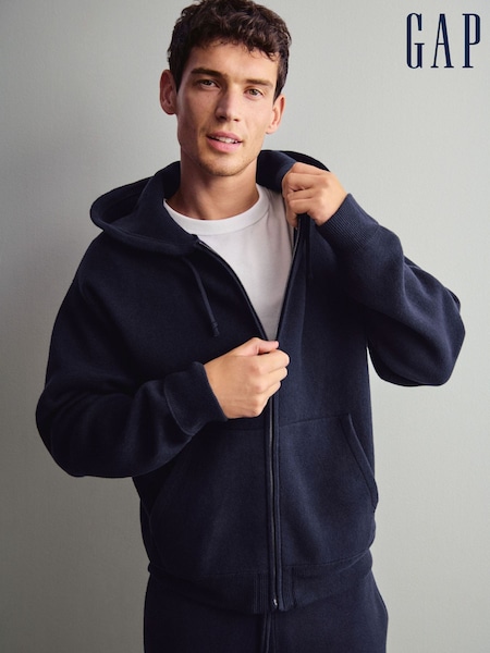 Gap Navy Blue Heavyweight CashSoft Zip Jumper Hoodie (V20567) | £0