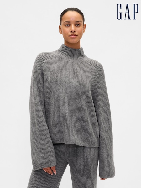 Gap Grey CashSoft Shaker-Stitch Turtle Neck Jumper (V20591) | £45