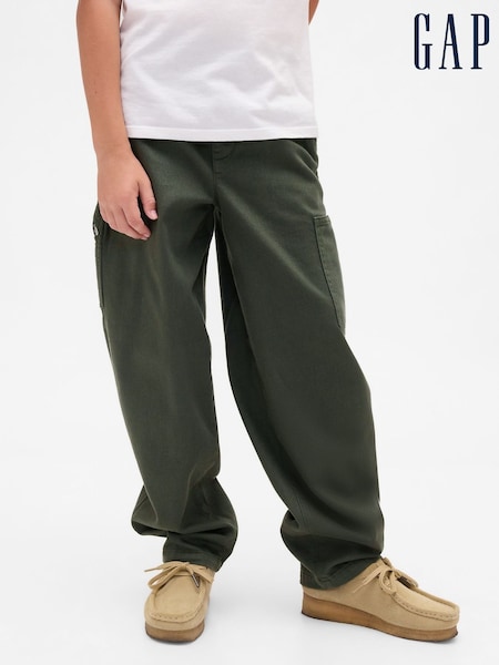 Gap Green Brushed Cargo Baggy Trousers (4-13yrs) (V20612) | £25