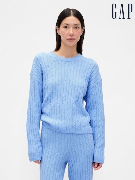 Gap Blue CashSoft Oversized Cable-Knit Crew neck Jumper (V20642) | £50