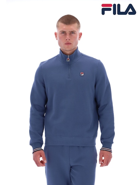 Fila Blue RAMY 2 FBOX Quarter Zip With Tipping At Cuffs Sweatshirt (V20726) | £60