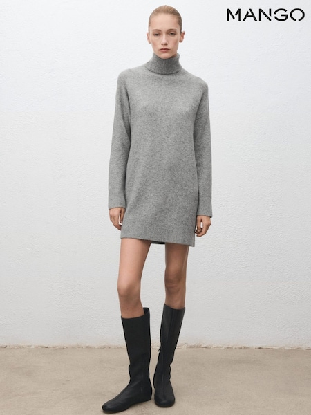 Mango Grey Roll Neck Mini Jumper Dress (V20732) | £40