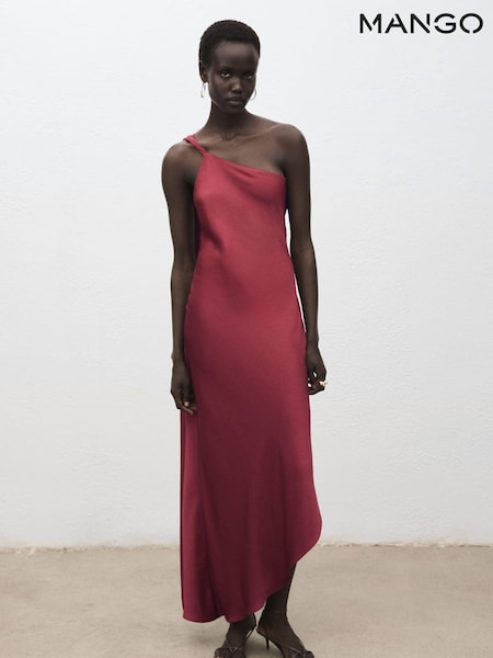 Mango Red Asymmetrical Satin Dress (V20766) | £100