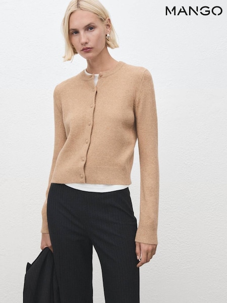 Mango Brown Long Sleeve Crew Neck Cardigan (V20784) | £36