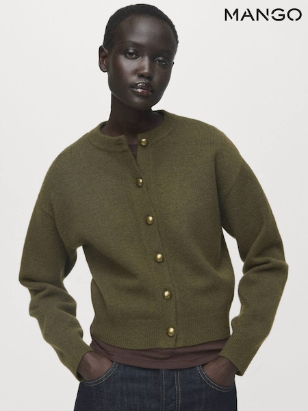 Mango Green Chunky Knit Button Cardigan (V20800) | £36
