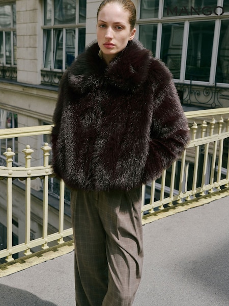 Mango Brown Fur Jacket With Lapels (V20804) | £110