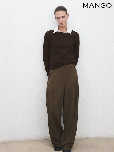 Mango Brown Fine Knit Long Sleeve Jumper (V20821) | £36