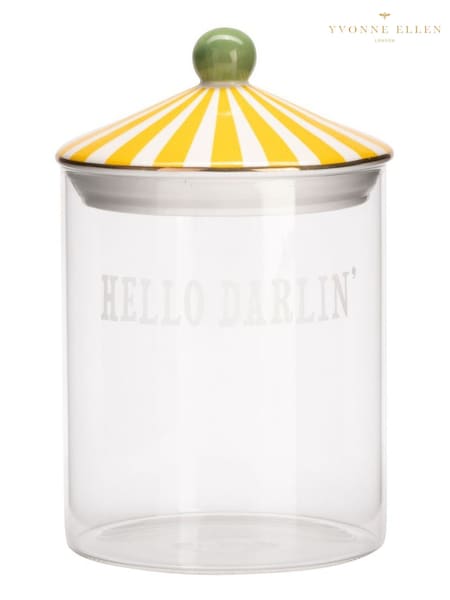 Yvonne Ellen Yellow Glass Storage Medium Hello (V20824) | £20