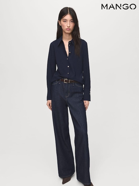 Mango Blue Shirt With Jewel Buttons (V20895) | £36