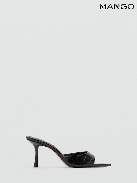 Mango Black Croc-Effect Heeled Sandals (V20897) | £36