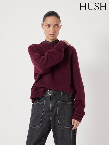Hush Purple Short Sleeve Chunky Cashmere T-Shirt (V20913) | £170