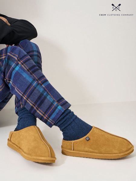 Crew Clothing Brown Suede Mule Slippers (V20988) | £45