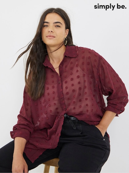 Simply Be Red Oversized Dobby Shirt (V22118) | £32