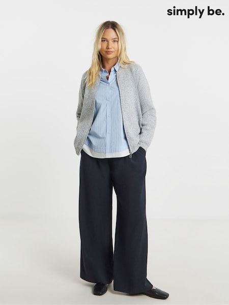 Simply Be Blue Twill Drawstring Wide Leg Trousers (V22120) | £34
