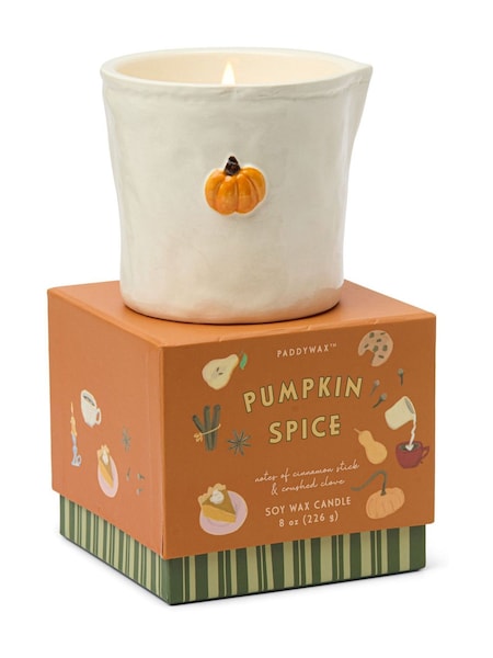 Paddywax Bistro 8oz226g Pumpkin Embossed Ceramic Candle (V22131) | £20
