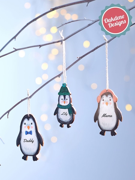 Personalised Penguin Family Christmas Decoration by Oakdene (V22134) | £10