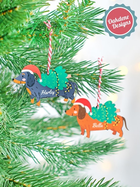Pesonalised Sausage Dog Christmas Decoration by Oakdene (V22135) | £10