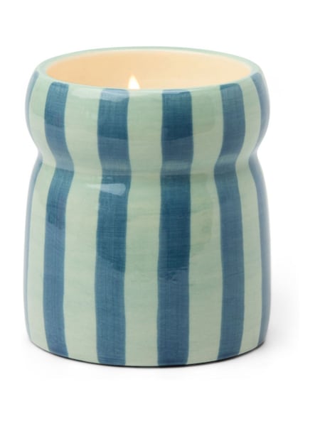 Paddywax Cabana 65oz184g Blue Navy Striped Ceramic Candle (V22137) | £18