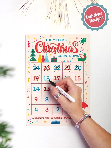 Personalised Family Christmas Countdown Sign by Oakdene (V22142) | £17