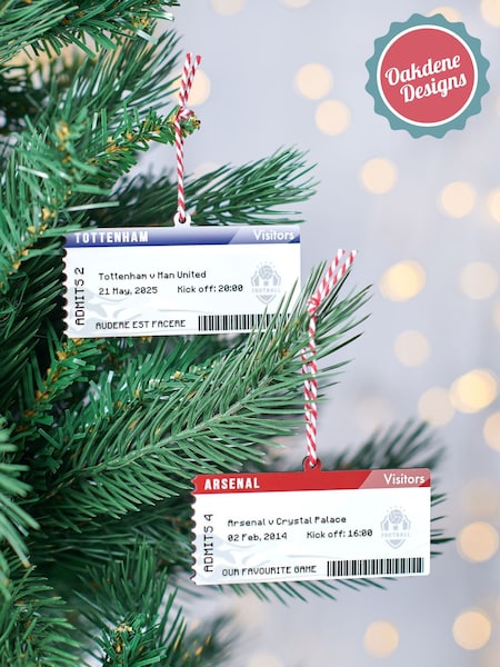 Personalised Football Ticket Christmas Decoration by Oakdene (V22143) | £10