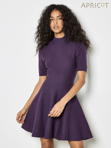 Apricot Purple Fit & Flare Dress (V22168) | £43