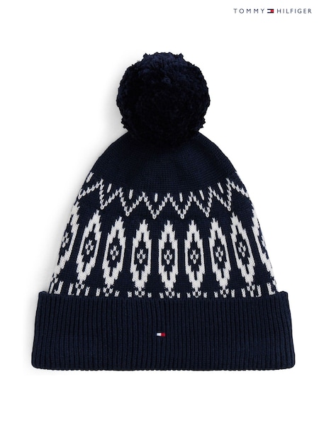 Tommy Hilfiger Blue Kids Fairisle Beanie (V22204) | £27