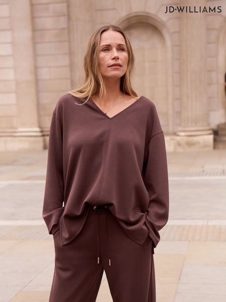 JD Williams Brown Anthology Premium V-Neck Seam Detail Modal Sweatshirt (V22223) | £30