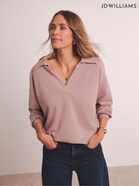 JD Williams Pink Anthology By JD Williams Premium Ribbed High Collar Modal Sweatshirt (V22225) | £35