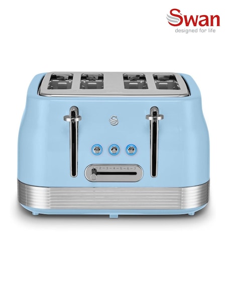 Swan Blue 1860W Retro 4 Slice Toaster (V22295) | £60
