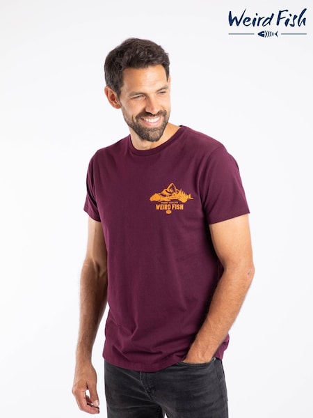 Weird Fish Purple Mountain Valley Back Print Graphic T-Shirt (V22367) | £28