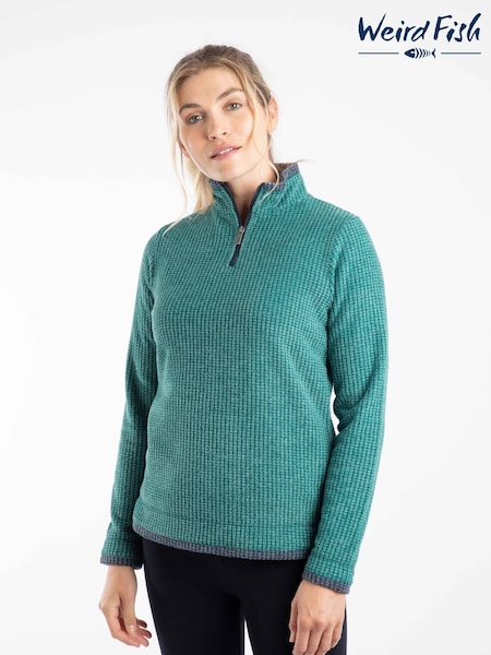 Weird Fish Green Beye 1/4 Zip Grid Fleece (V22370) | £60