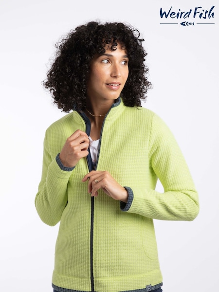 Weird Fish Lime Green Ariana Full Zip Grid Fleece (V22373) | £65