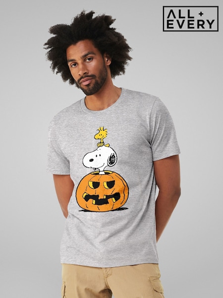 All + Every Grey Peanuts Halloween Snoopy And Woodstock T-Shirt (V22388) | £25
