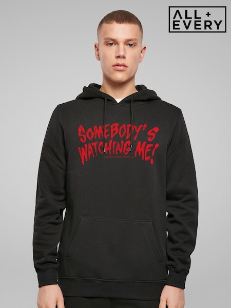 All + Every Black Rockwell Somebody's Watching Me Lyrics Halloween Hooded Sweatshirt (V22392) | £40