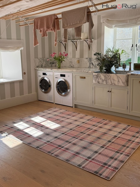 Hug Rug Pink Isla Plaid Rug (V22466) | £200 - £420