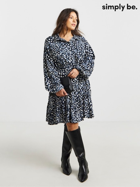 Simply Be Animal Midi Shirt Dress With Tie Detail (V22532) | £36