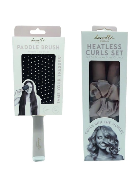 Danielle Creations Paddle Brush & Heatless Curls Set (V22568) | £23