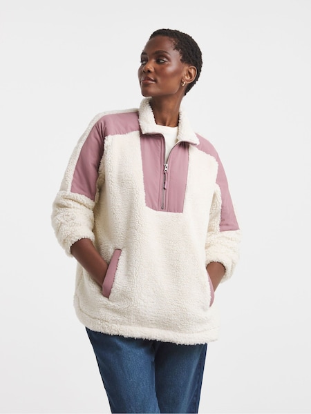 Snowdonia Cream Contrast Funnel Neck Fleece (V22631) | £45