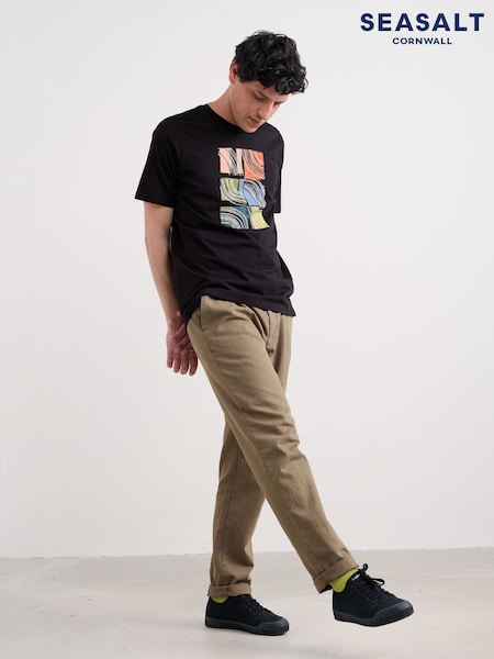 Seasalt Cornwall Black Midwatch Cotton T-Shirt (V22637) | £30