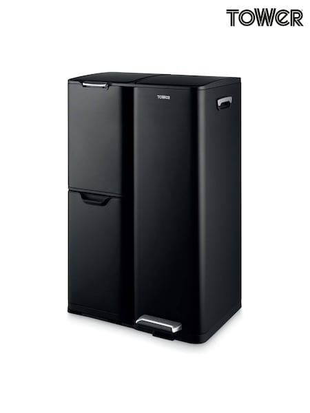 Tower Black 60L 3 Compartments Pedal Bin (V22706) | £140