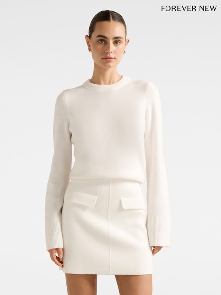 Forever New White Natalie Knitted Co-ord Jumper (V22807) | £55