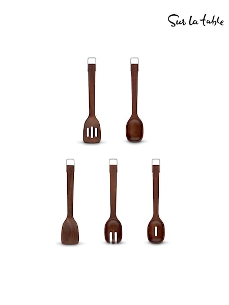 Sur La Table Set of 5 Walnut Wooden Utensils (V22818) | £50