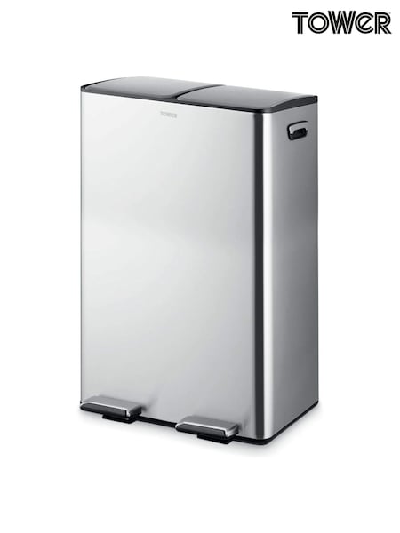 Tower Stainless Steel 60L Pedal Bin, 2 x 30L (V22825) | £130