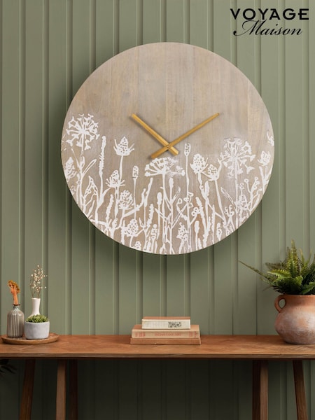 Voyage Maison Grey Fleur Et Faune Wooden Clock (V22926) | £45